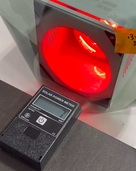 Solar power meter reading 7 BTU under the heat lamp with Autobahn Ceramic i3+ window film