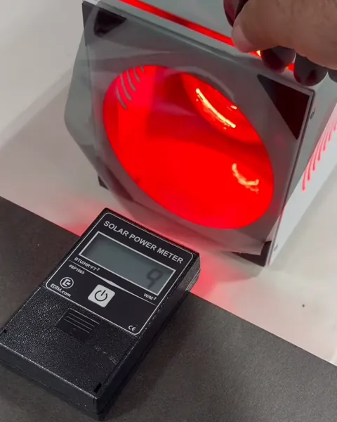 Solar power meter reading 9 BTU under the heat lamp with HITEK Ceramic Ultra window film