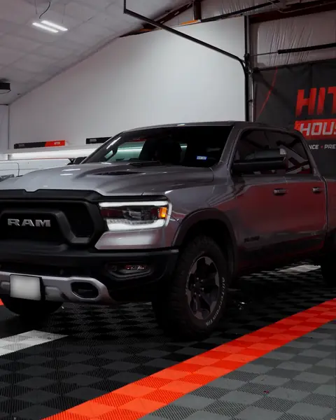 Gray Ram 1500 Rebel pickup with ceramic window tint